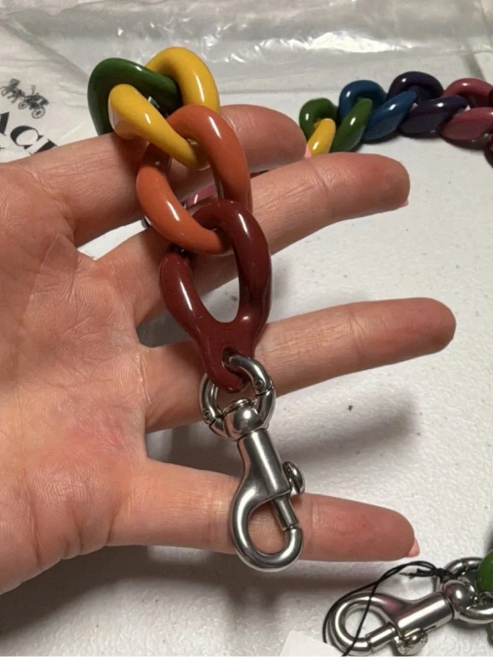 Coach Multicolor Rainbow Resin Link Strap with Silver Hardware - Picture 4 of 4